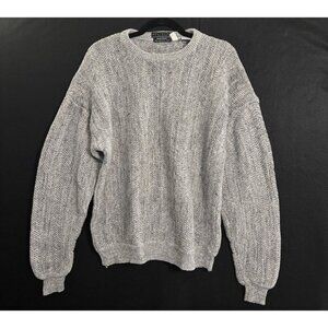 Vtg PENINSULA Men Handloomed Sweater Sz XL Tan Crew Neck Linen Blend Fisherman